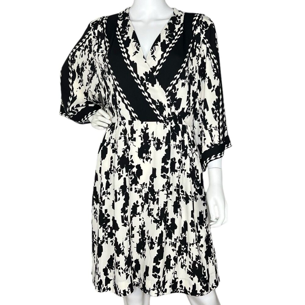 Cabi Size M X Factor Dress Black Ivory Floral Print #6369 Missing Belt